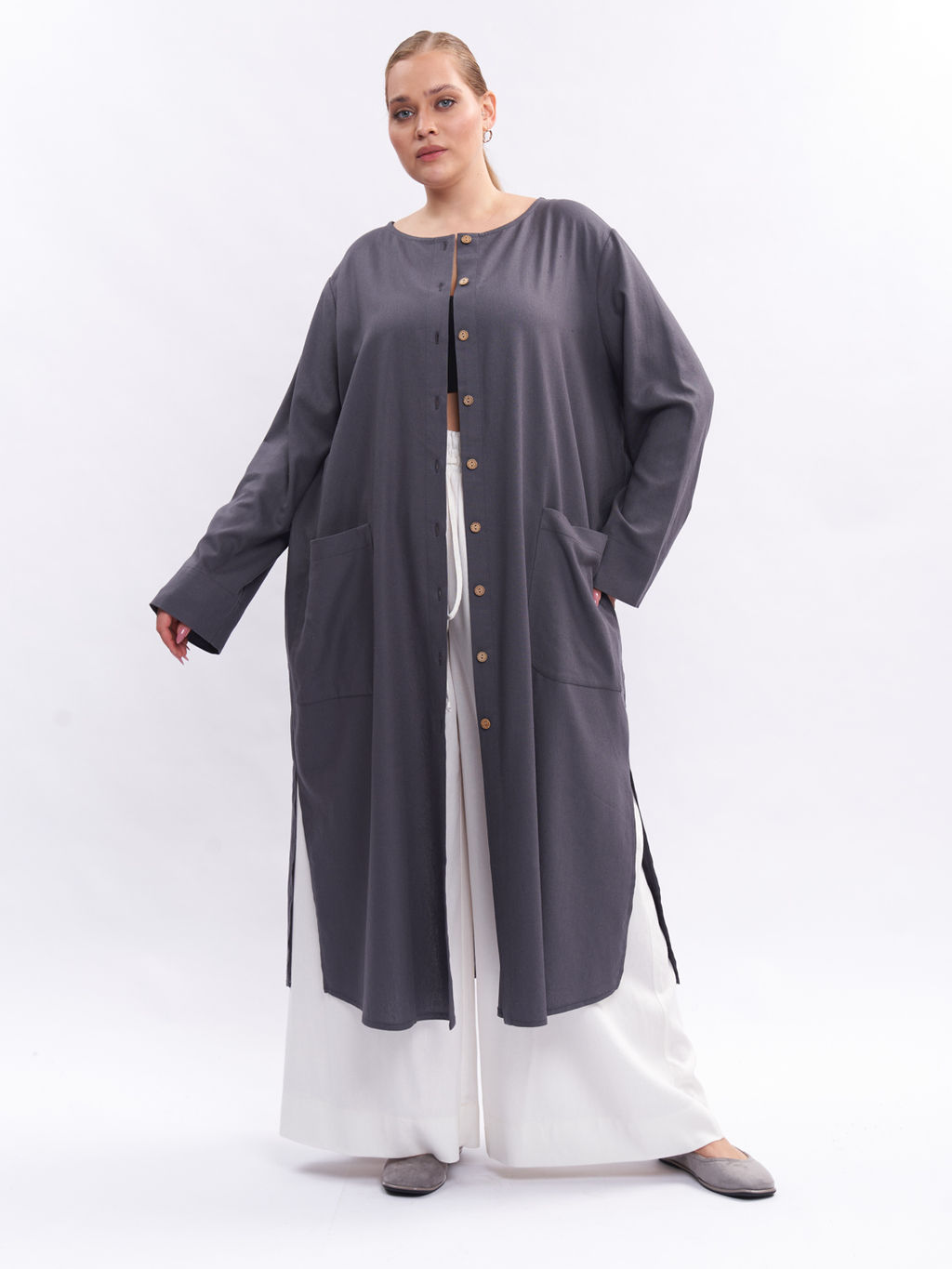 Платье-рубашка из льна TPP39352GRY23