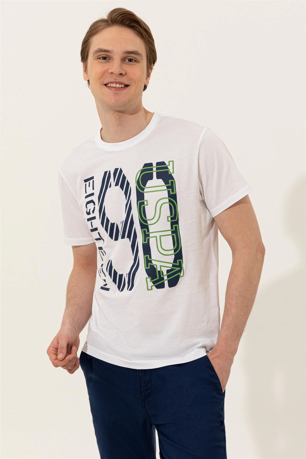 U. S. Polo Assn Мужская белая футболка с круглым вырезом - U.s. polo assn фото 7