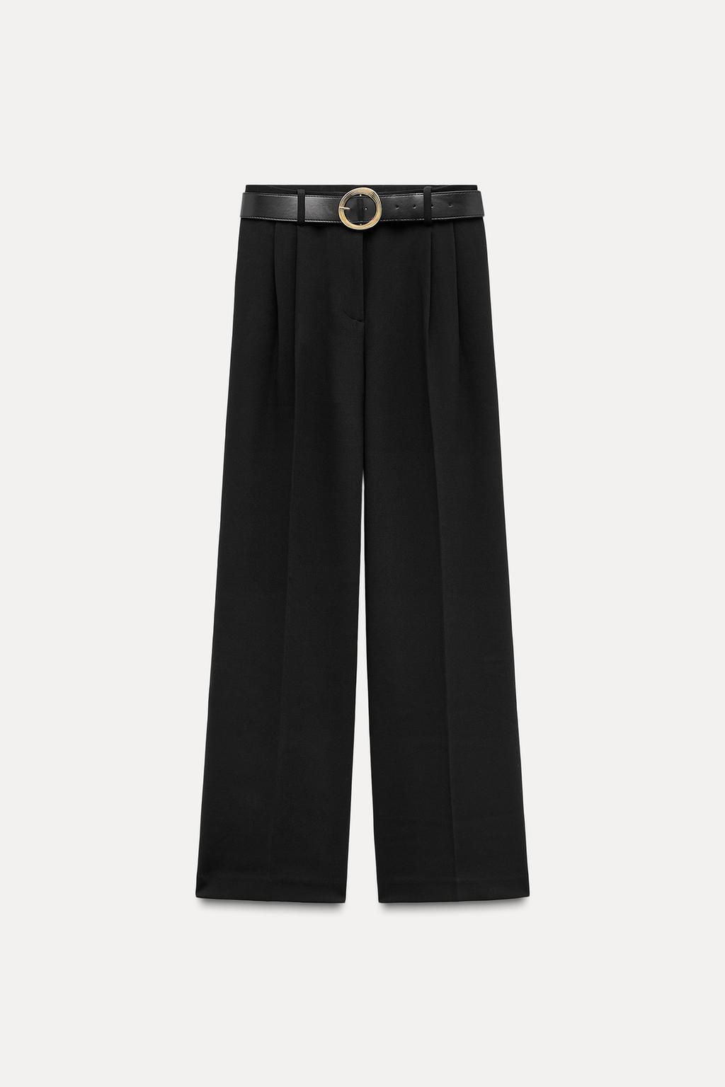 WIDE-LEG DARTED TROUSERS WITH BELT - Zara фото 4