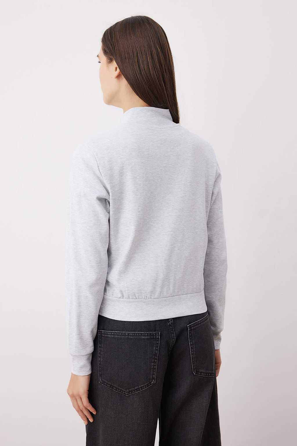 Lacivert Fermuarl? Slim/Vucuda Oturan Orme Sweatshirt TWOSS25SW00006 - Trendyolmilla фото 4