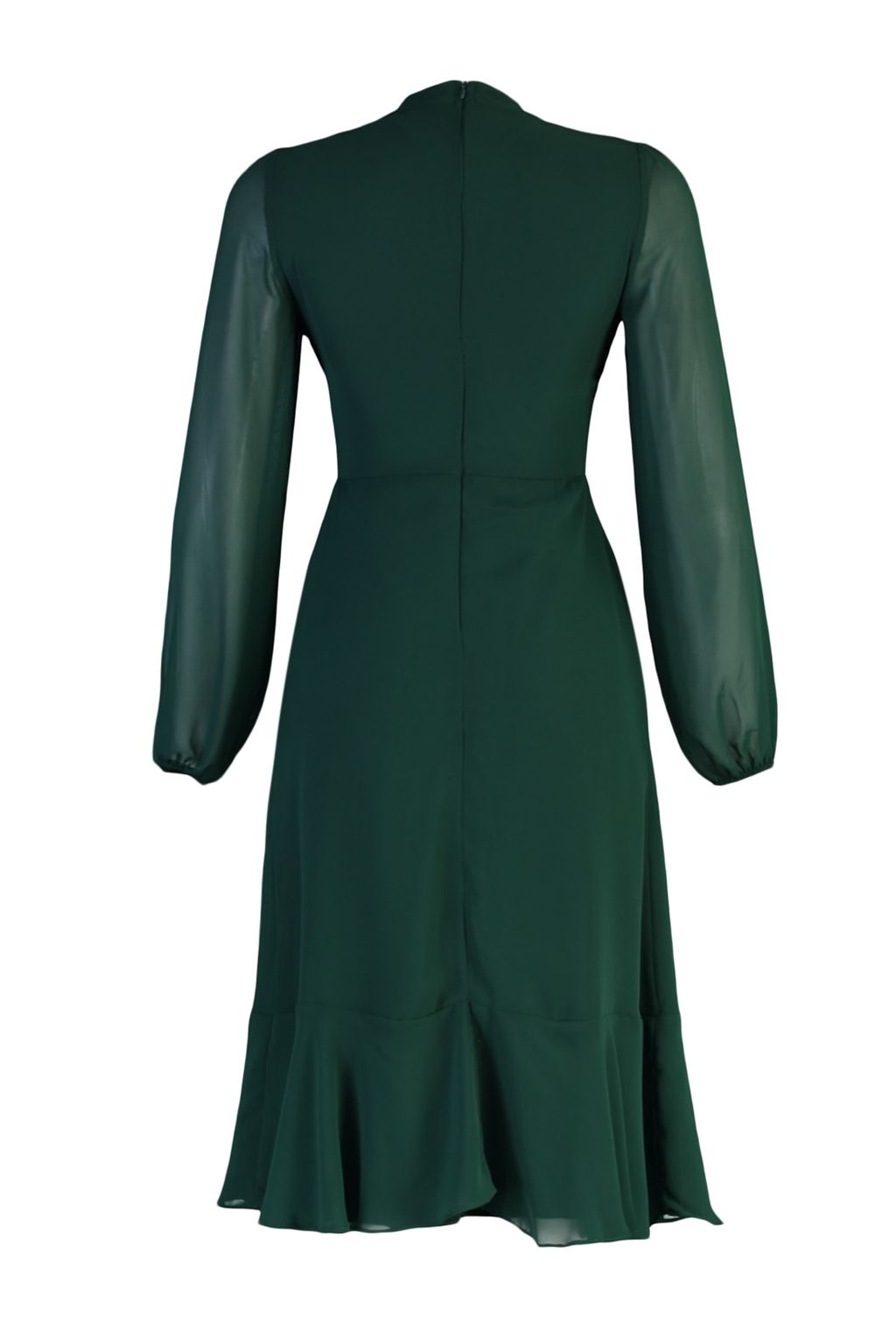 TRENDYOLMILLA Camel Dik Yakal? Etegi Volanl? Sifon Dokuma K?sl?k Elbise TWOAW20EL1313 фото 28