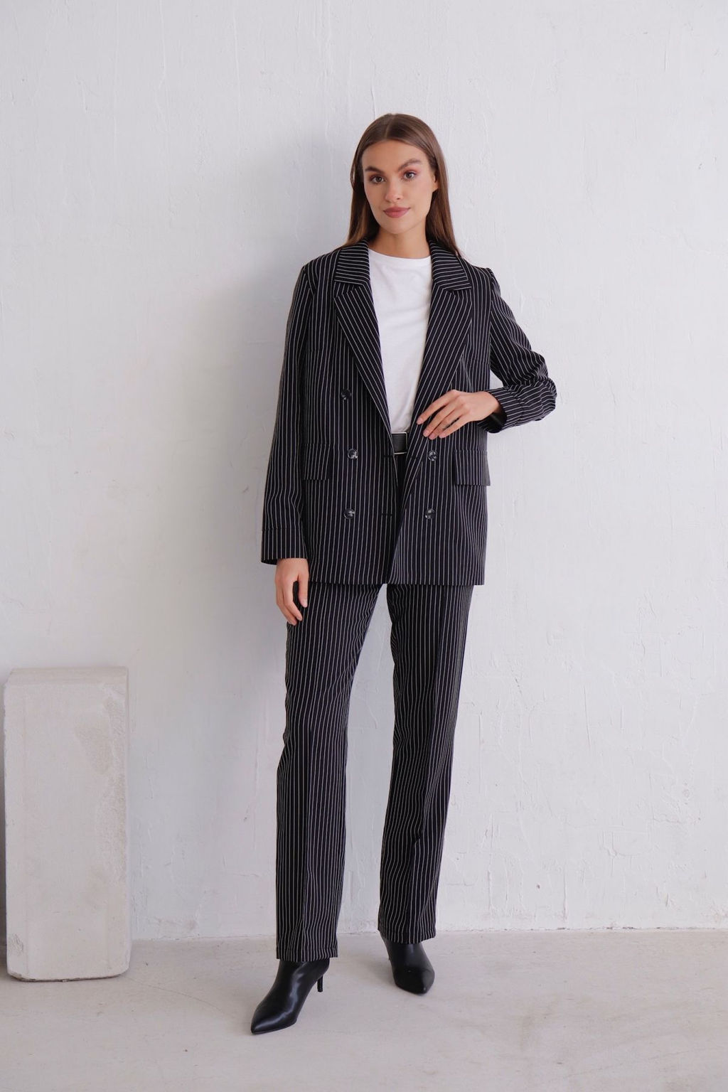 11782 Брюки со стрелками чёрные в полоску - Martichelli фото 27