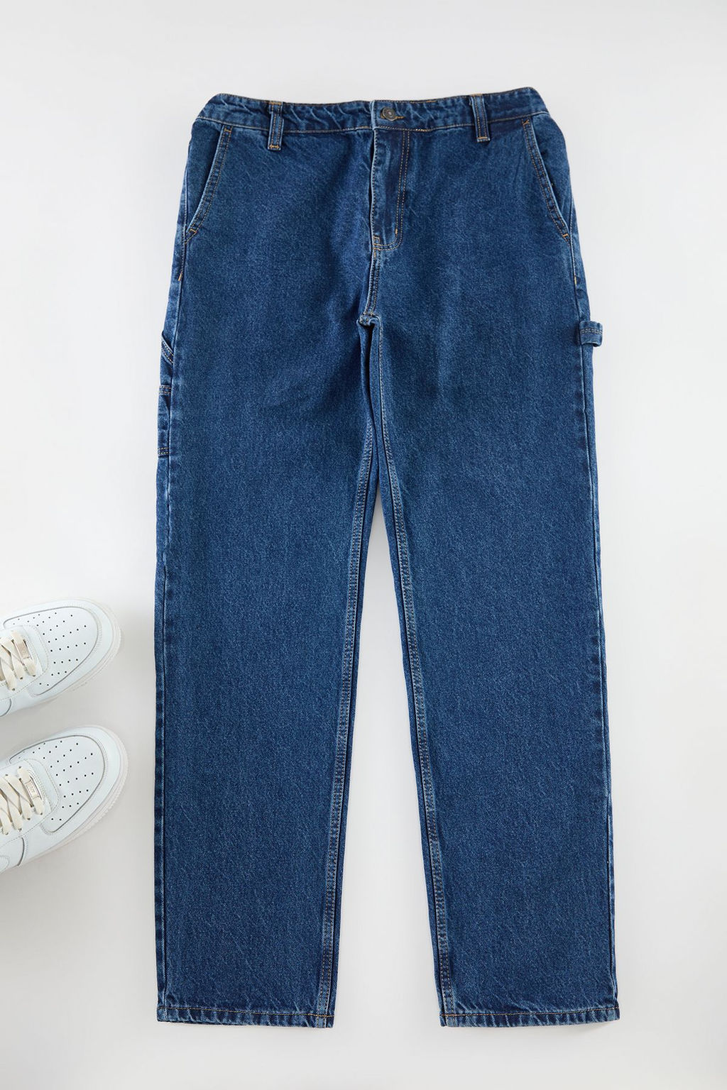 TRENDYOL MAN Orta Mavi %100 Pamuk Loose Fit Carpenter Bol Kot Pantolon Jeans TMNAW25JE00001 - Trendyolmilla фото 6