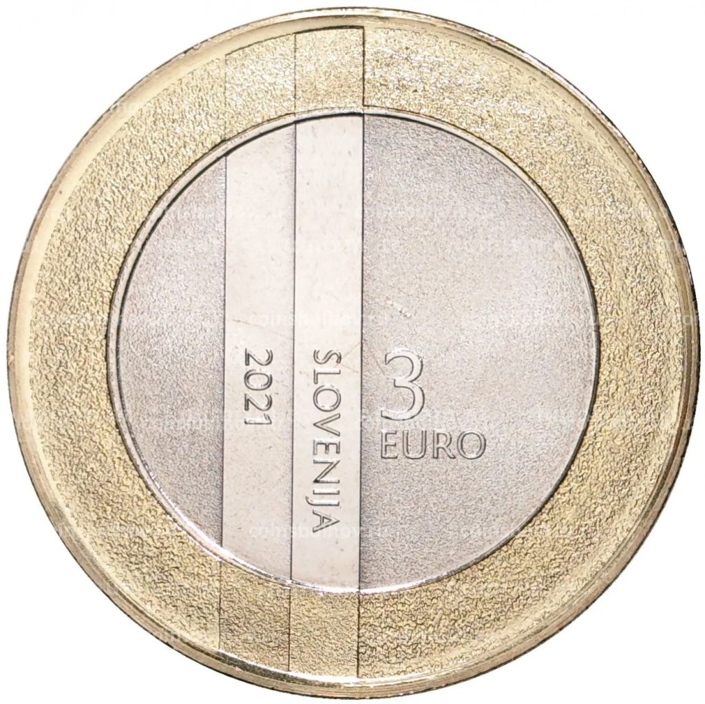 Монета 3 евро 2021 года Словения  30 лет государственности Республики Словения