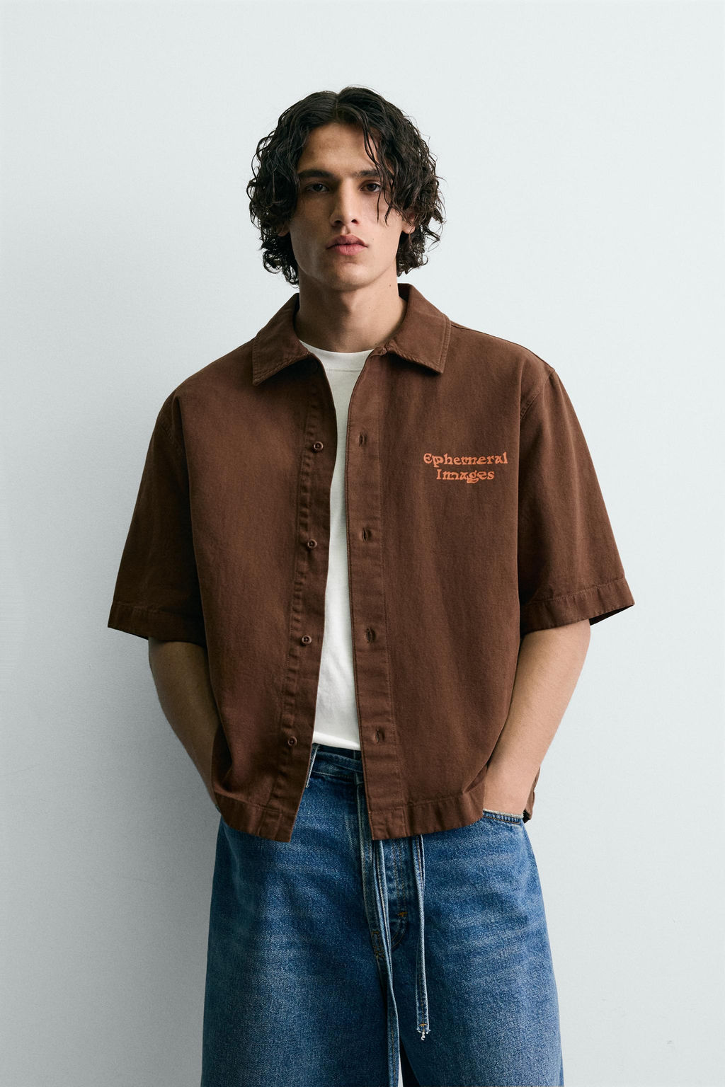 CAMISA LAVADA ESTAMPADO COMBINADO / Marr?n - Zara фото 2