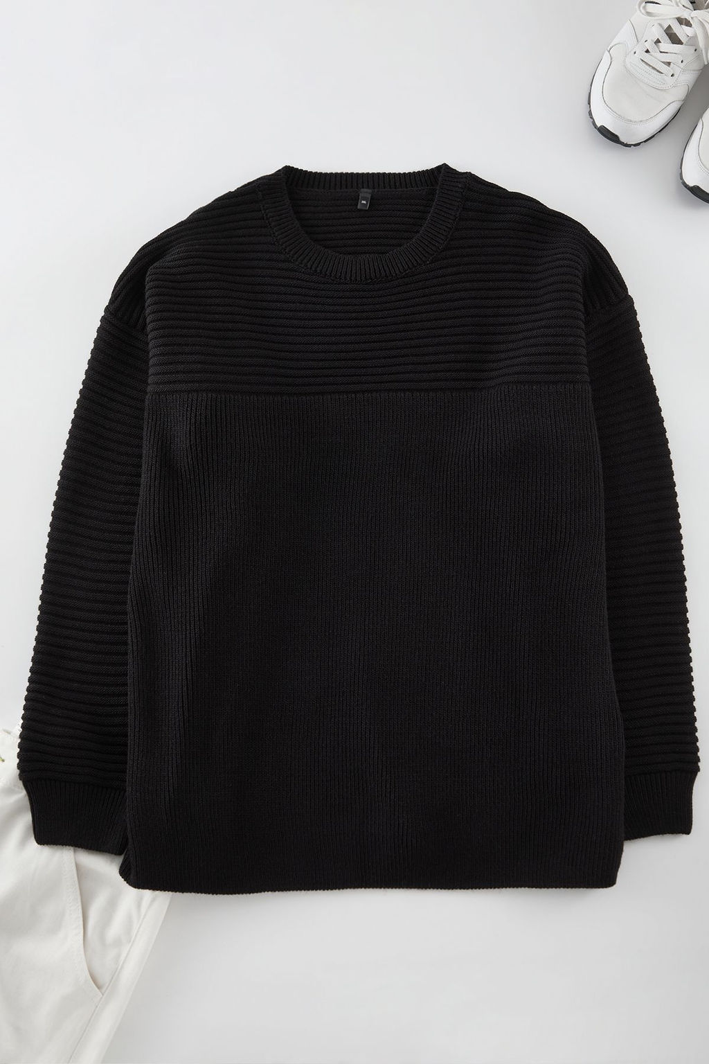 TRENDYOL MAN Siyah Oversize Bisiklet Yaka Dokulu Triko Buyuk Beden Kazak TMNAW25AN00010 - Trendyolmilla фото 6