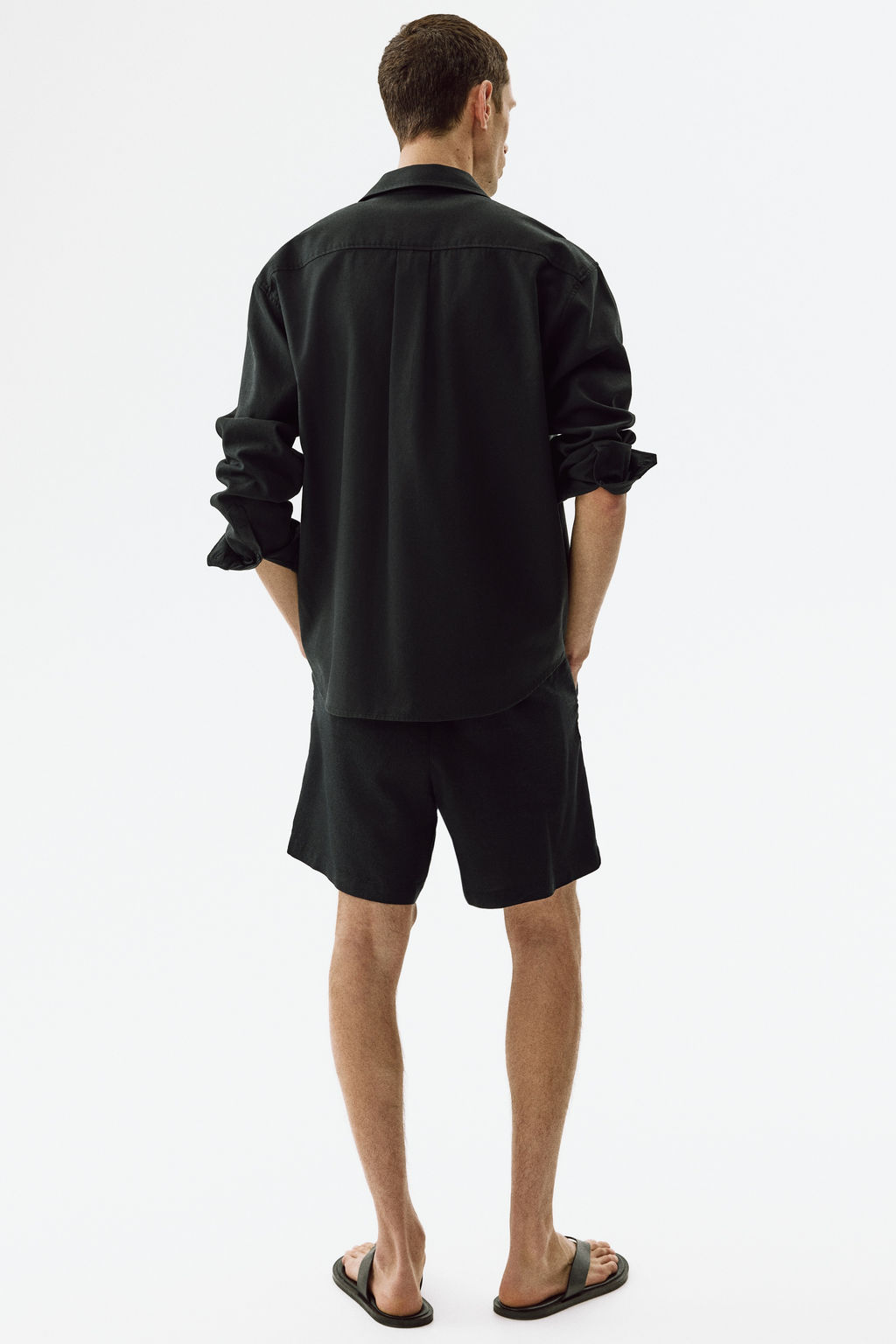 Pantal?n corto en mezcla de lino Relaxed Fit - H&m фото 9