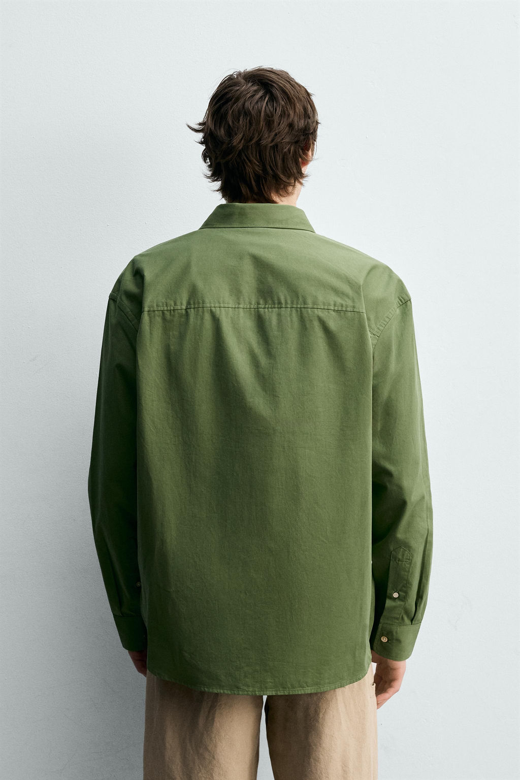 CAMISA RELAXED FIT POPEL?N / Verde manzana - Zara фото 3