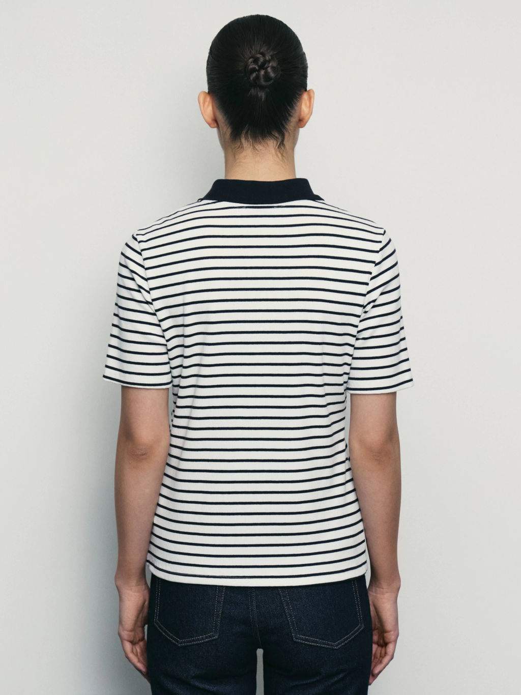 Джемпер-поло на молнии в полоску / Zarina  фото 6