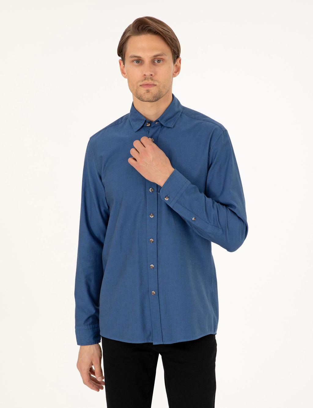 _ndigo Slim Fit Uzun Kollu G_mlek