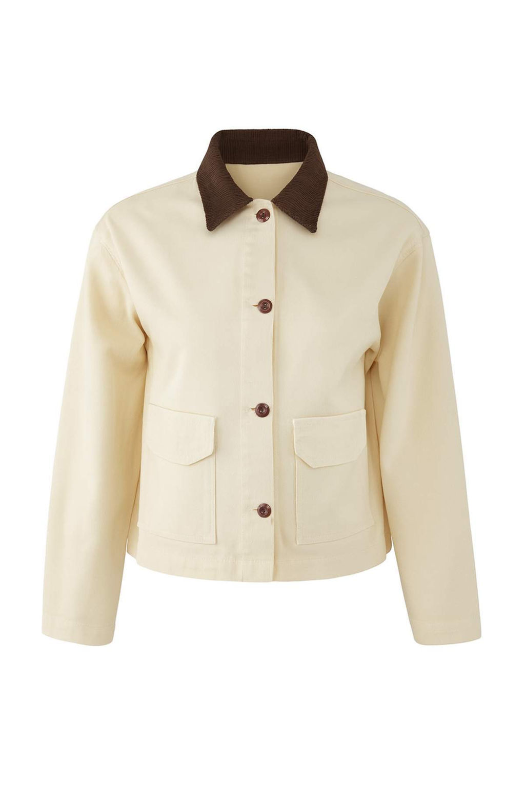 Ekru Fitilli Kadife Yaka Detayl? Denim Gomlek Ceket TWOAW26CE00004 - Trendyolmilla фото 6