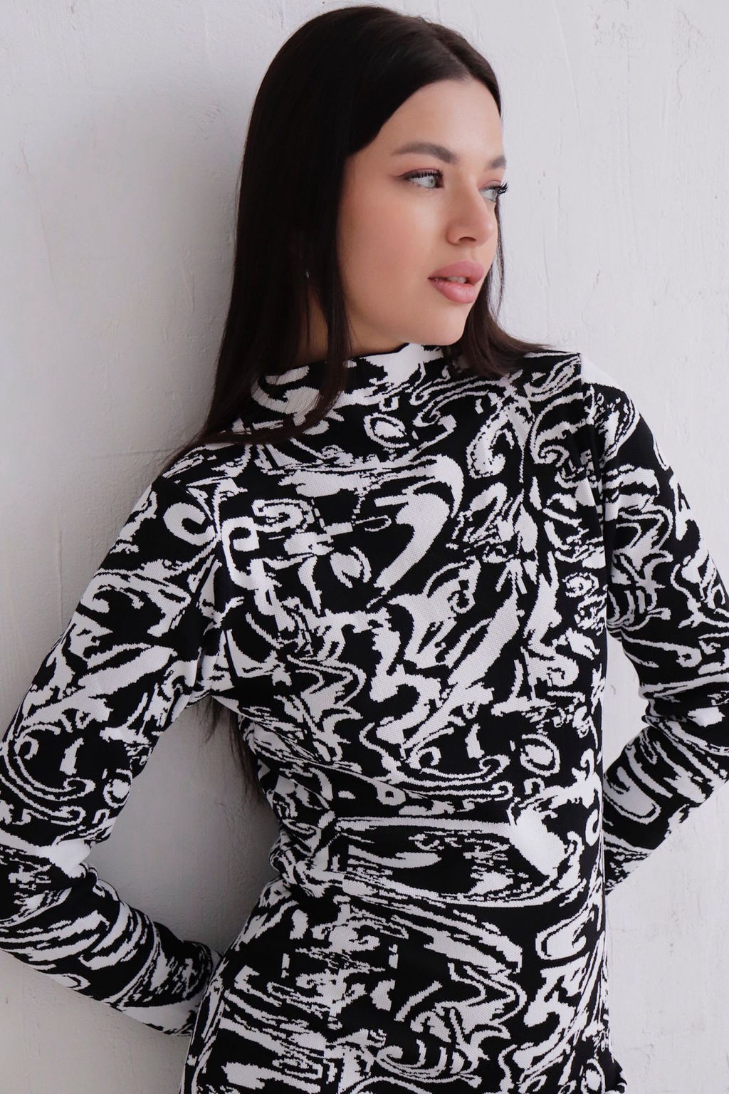 Платье вязаное чёрно-белое - Martichelli фото 3