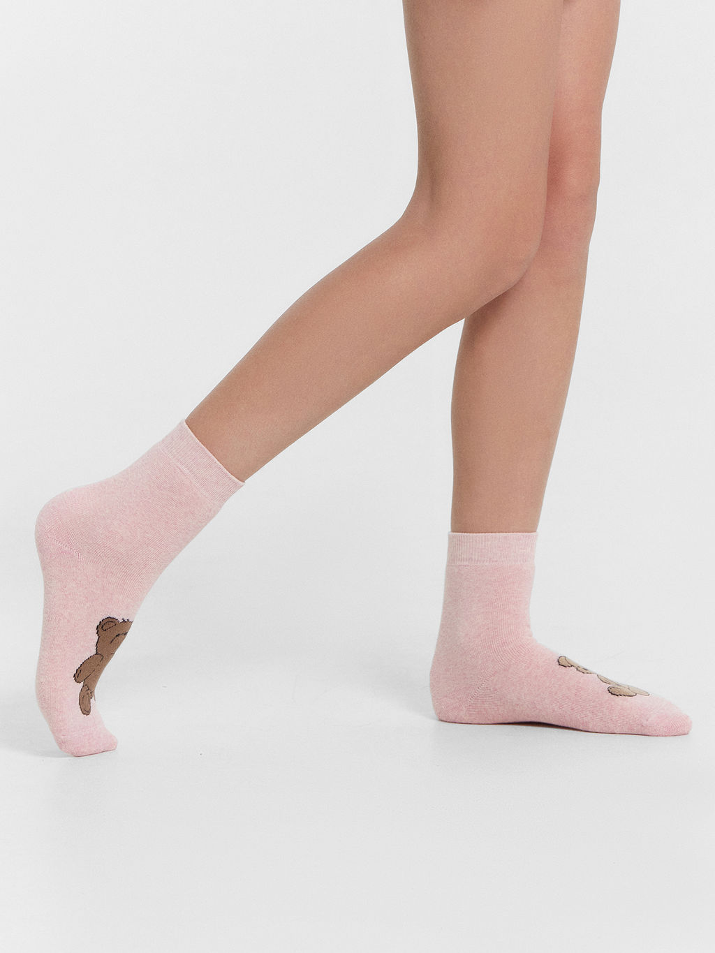 Цена за 5 пар! Носки детские в цвете розовый меланж с рисунком в виде медвежат - Mark formelle фото 2