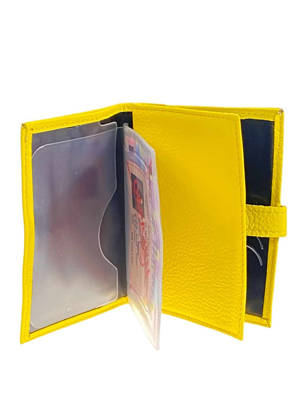 Обложка для паспорта и автодокументов из натуральной кожи, цвет желтый - Greta фото 2