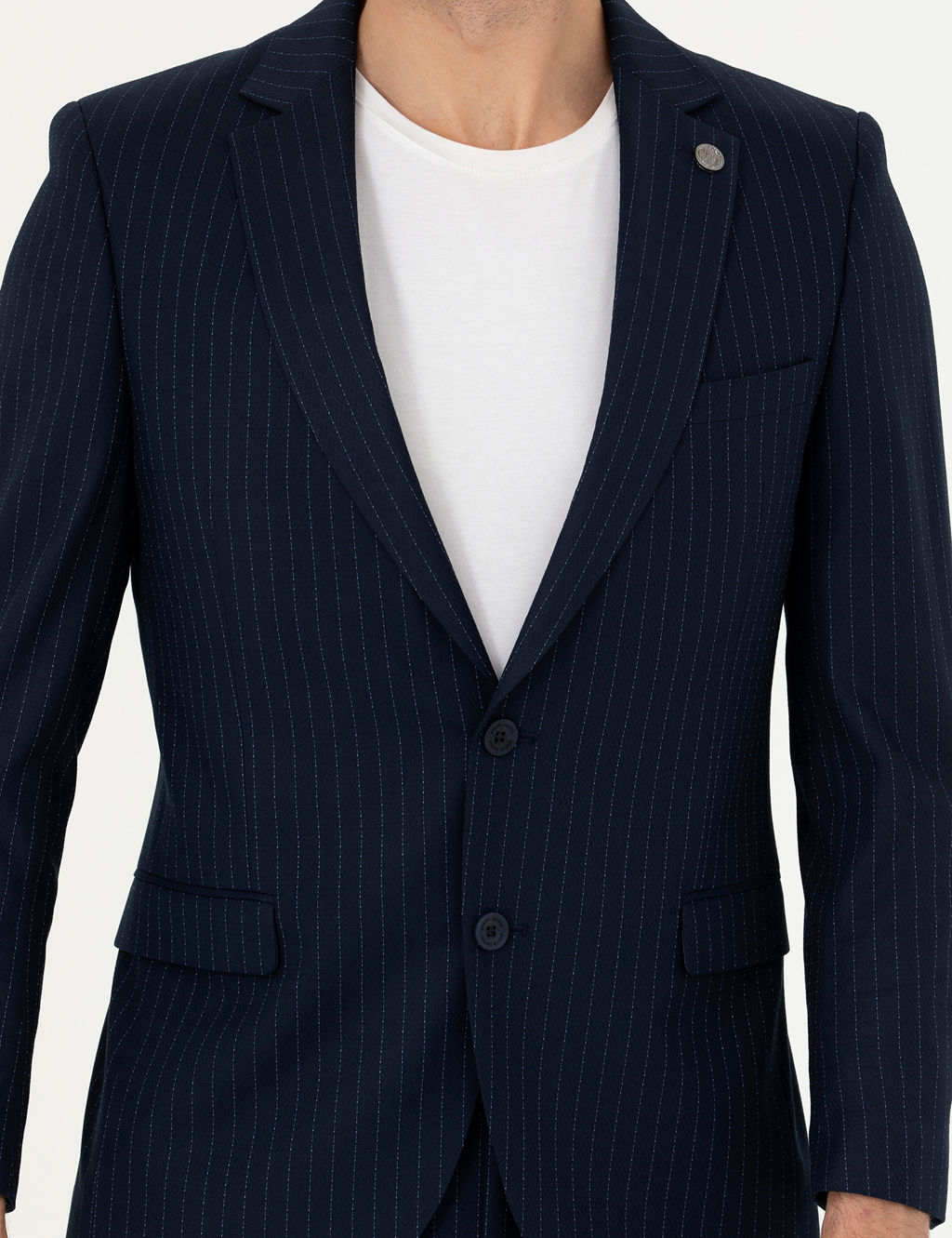 Lacivert Ex. Slim Fit _izgili Tak_m Elbise