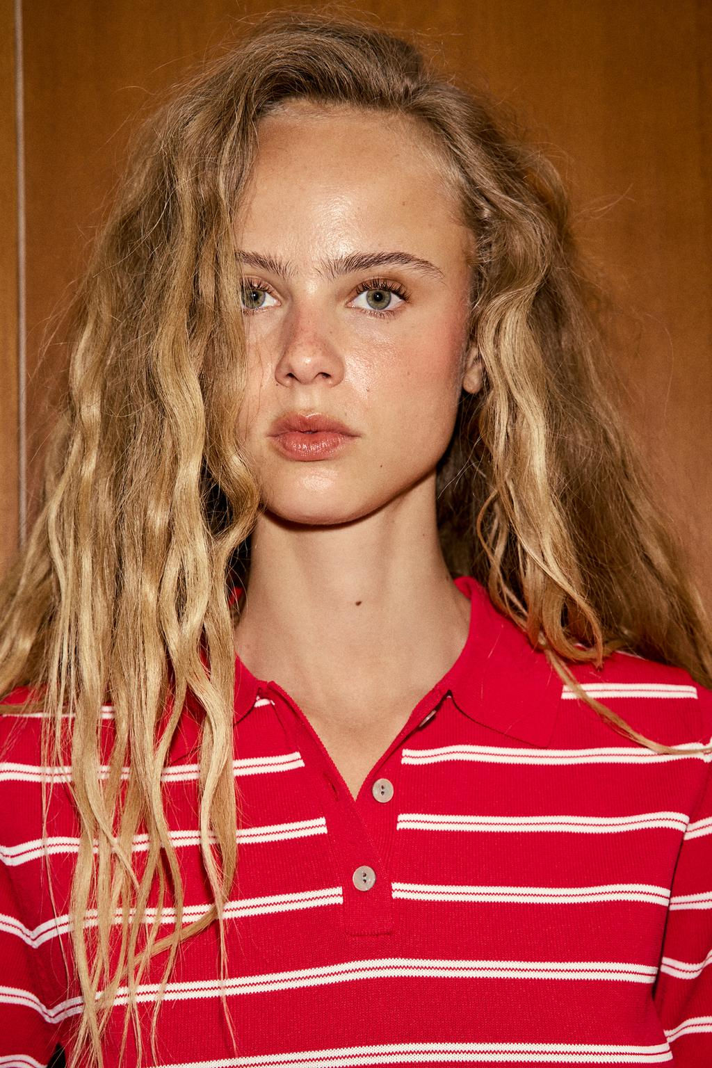 STRIPED SHORT SLEEVE KNIT POLO SHIRT - Zara фото 3