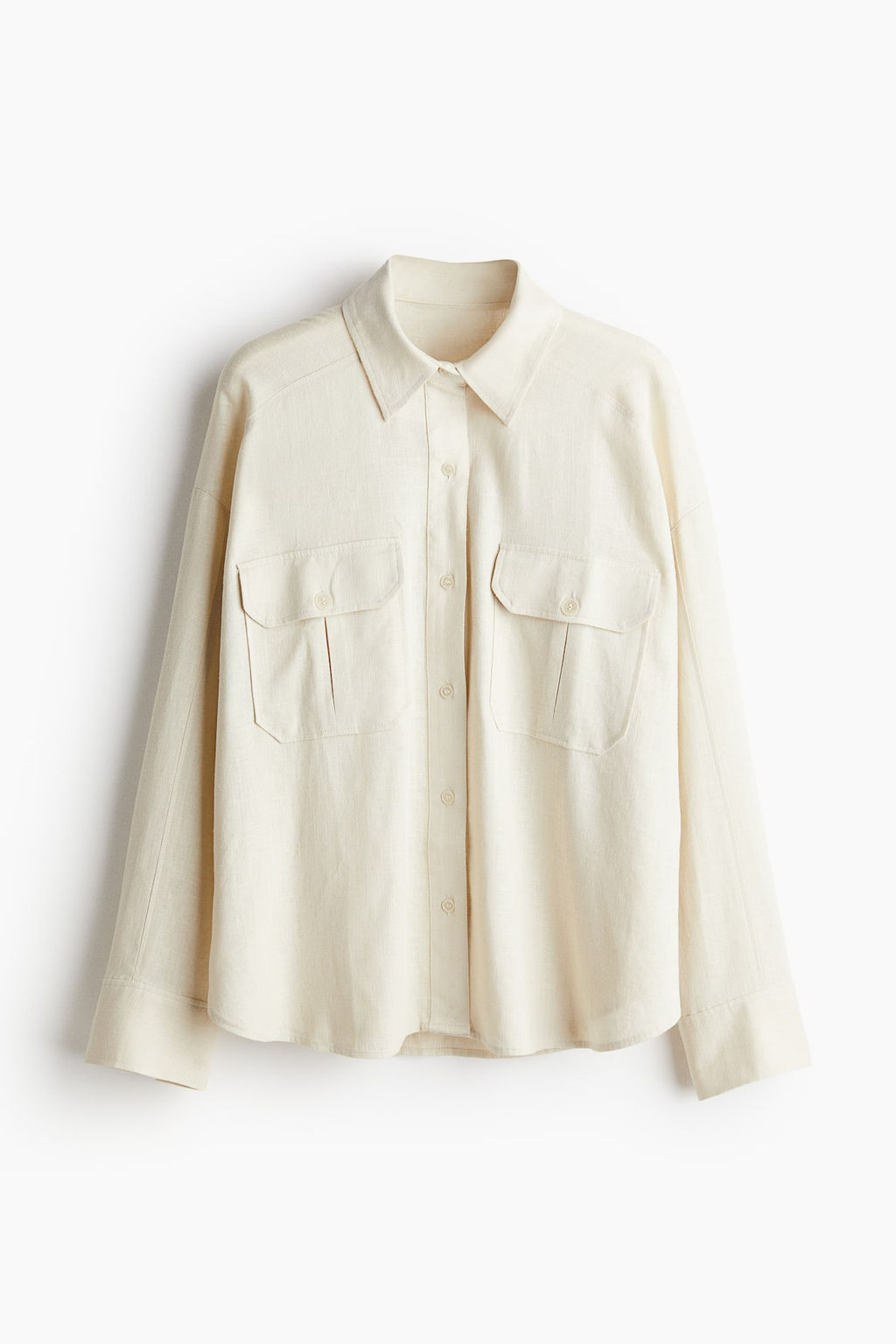 Camisa cargo oversize en mezcla de lino - H&m фото 5