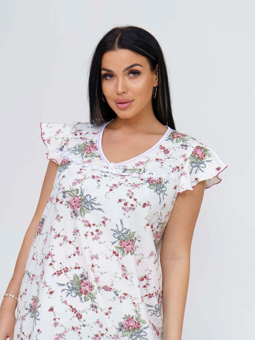 Ночная сорочка женская, цвет зеленый красный белый