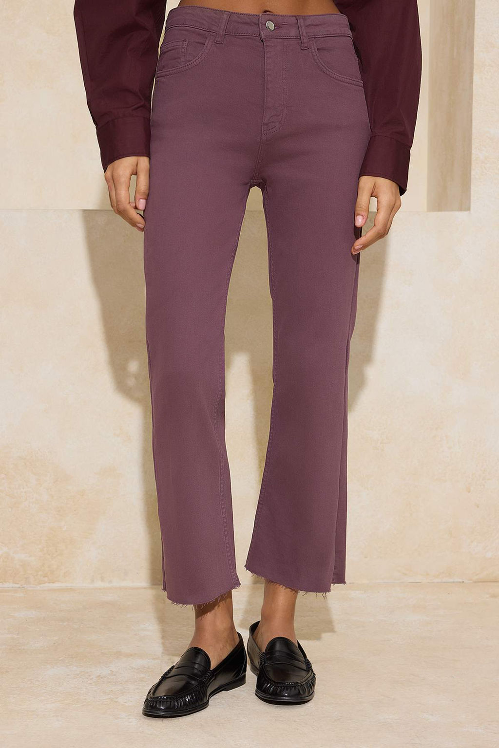 Visne Paca Kesikli Yuksek Bel Crop Flare Jeans TWOSS26JE00001 - Trendyolmilla фото 3