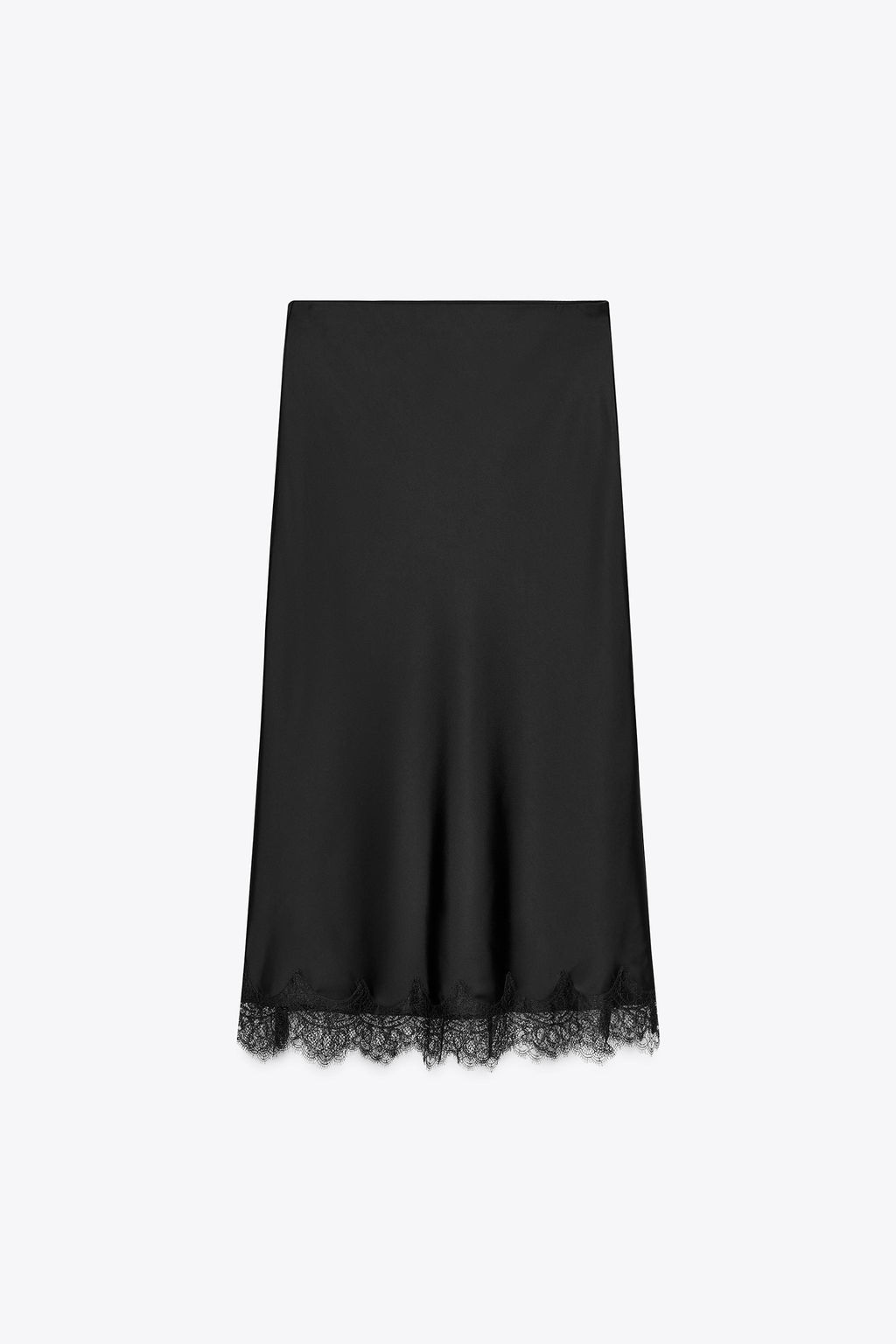 LACE TRIM SATIN MIDI SKIRT - Zara фото 10