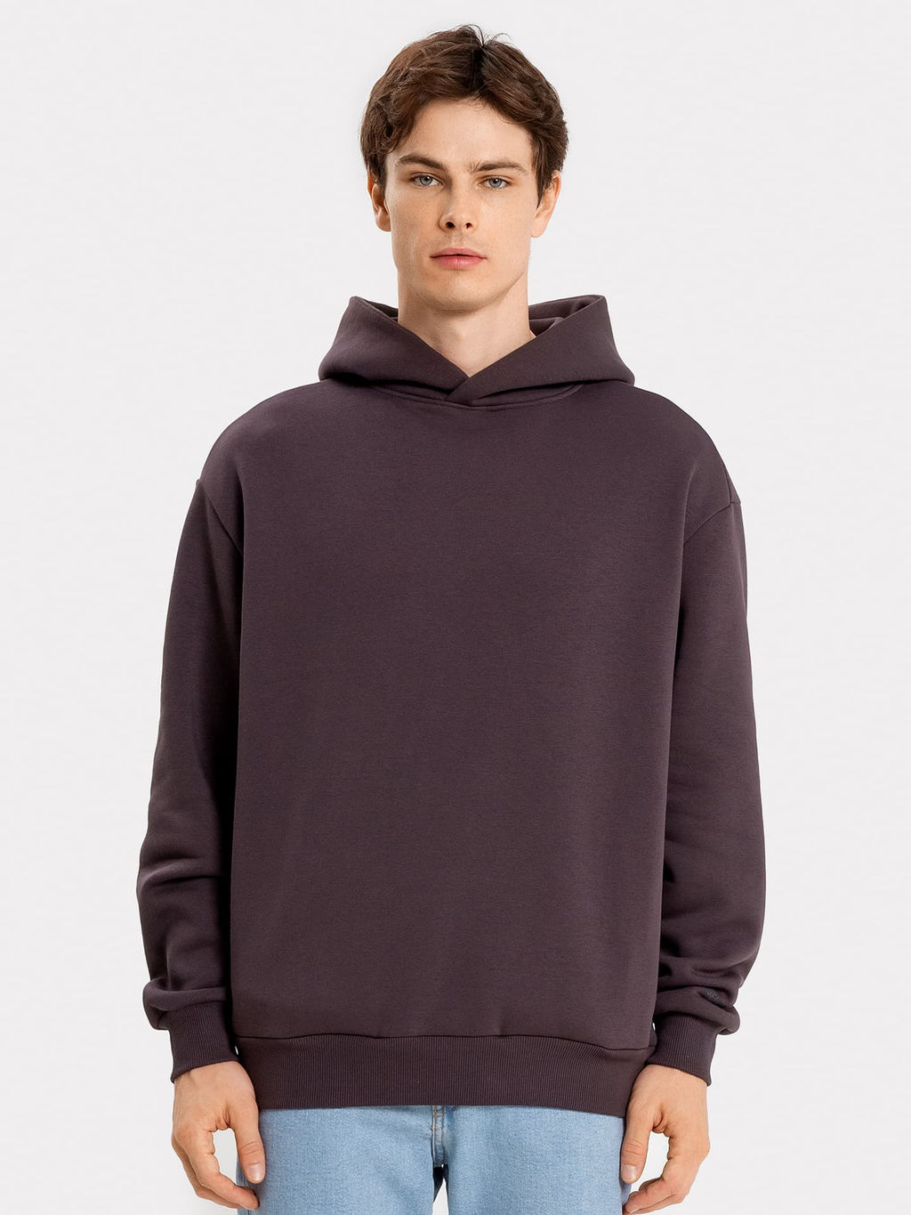 Худи мужское коричневое с печатью коричневый +печать 121794