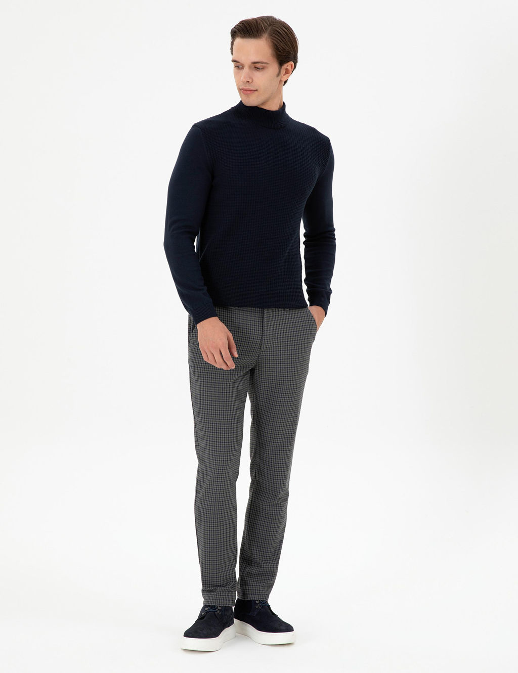 Erkek Slim Fit Ye_il Kanvas Pantolon