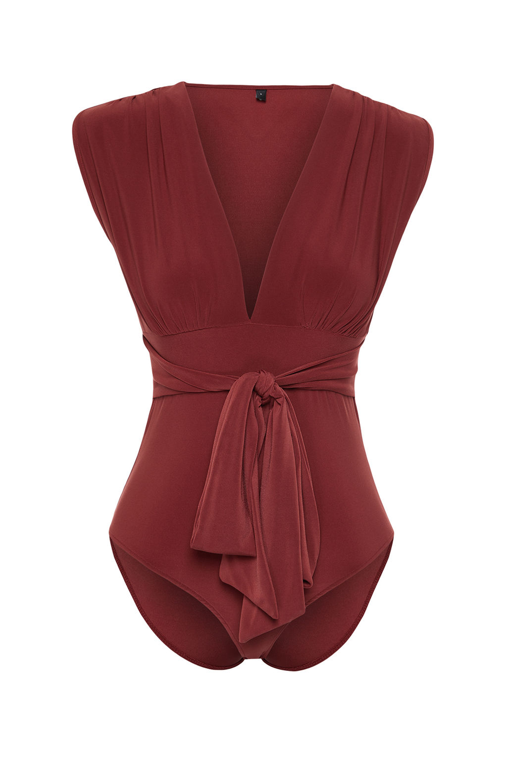 TRENDYOLMILLA Mavi Baglama Detayl? V Yaka Fitted/Vucuda Oturan Esnek C?tc?tl? Orme Body TWOSS23BD00055  фото 6