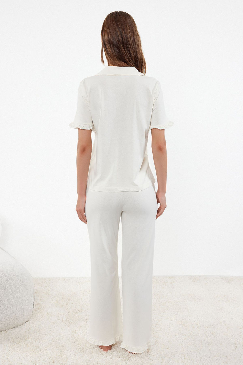 Trendyolmilla Mint %100 Pamuklu F?rf?r Detayl? Orme Pijama Tak?m? THMSS24PT00223 фото 5