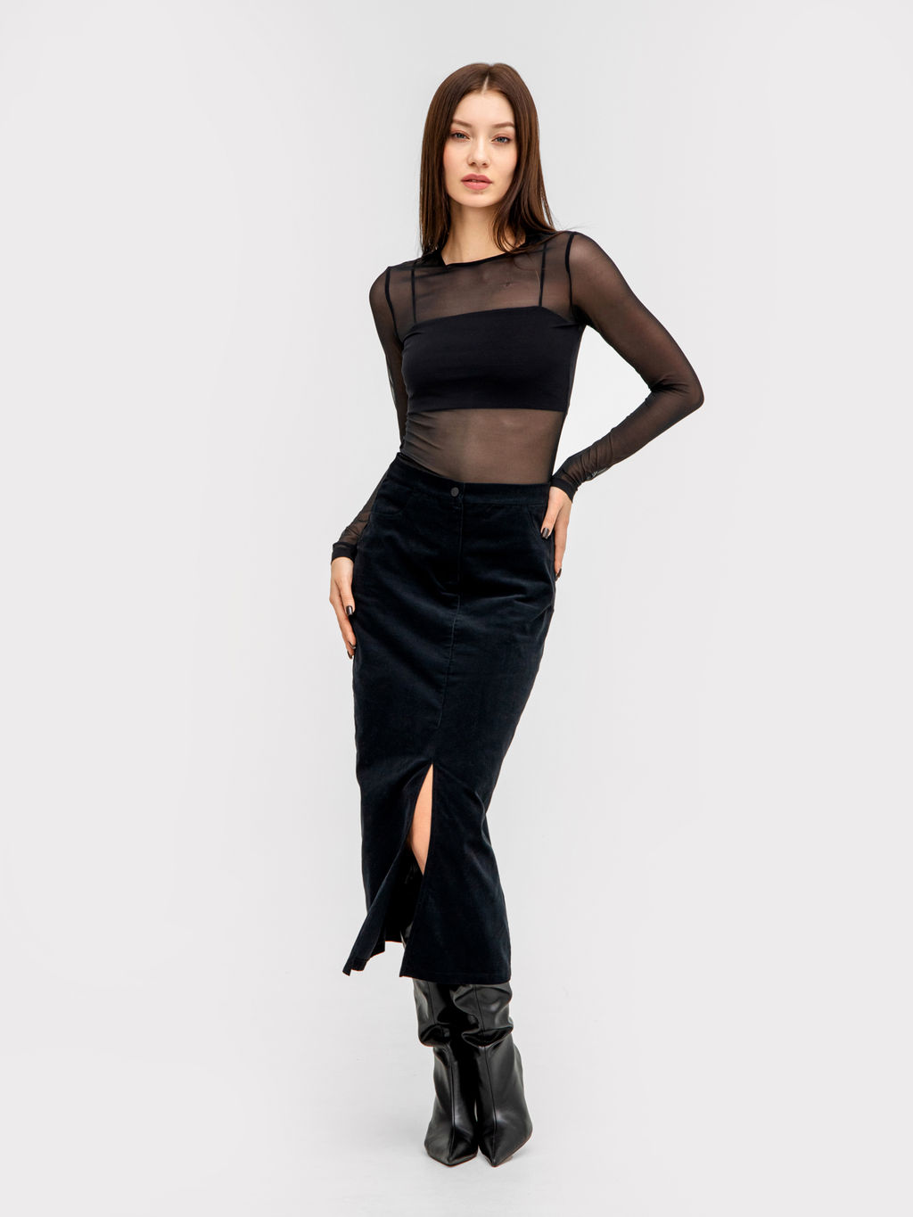 Юбка женская миди в черном цвете черный 152788 - Mark formelle фото 3