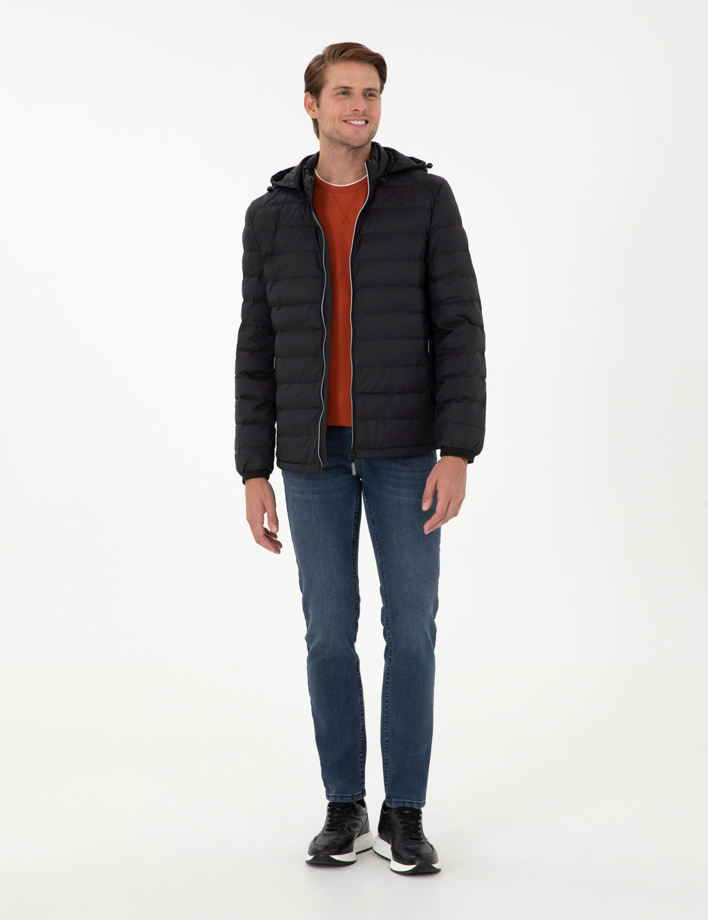 Siyah Kap__onlu Cropped Slim Mont