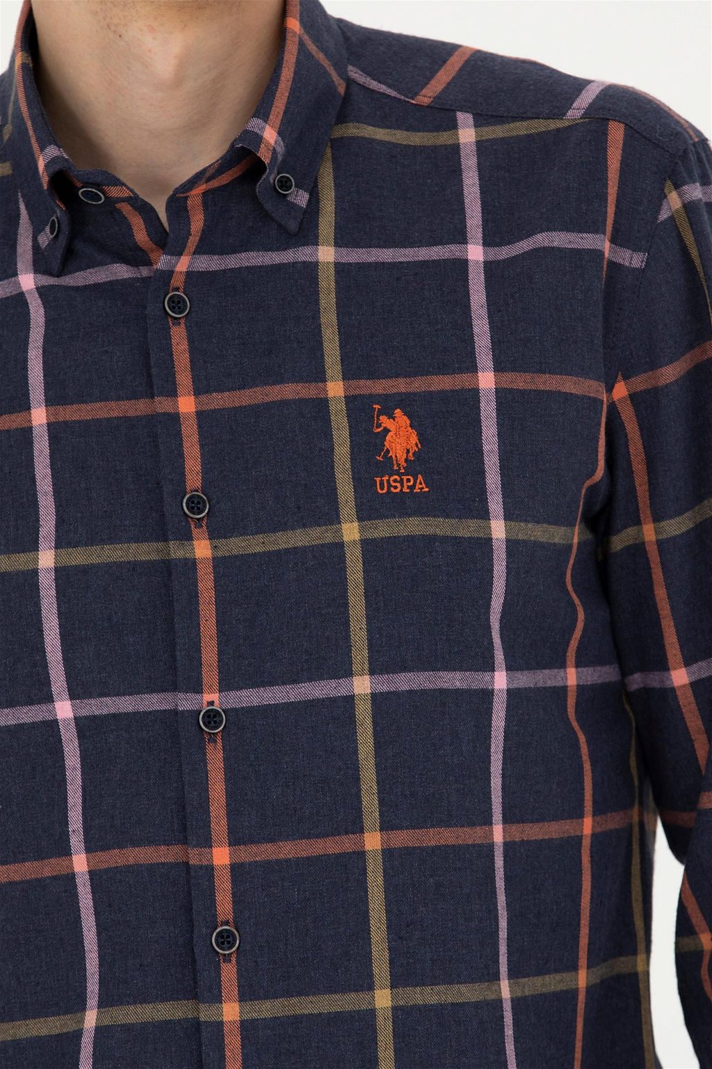 Мужская темно-синяя рубашка с длинным рукавом - U.s. polo assn фото 14