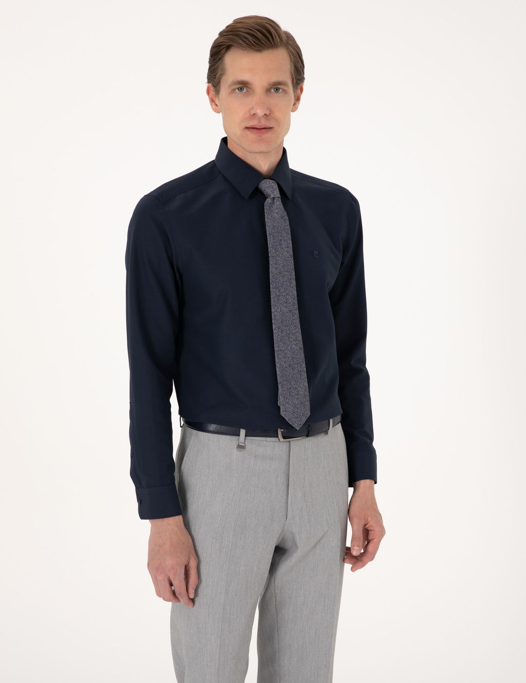 Lacivert Slim Fit Uzun Kollu Basic G_mlek