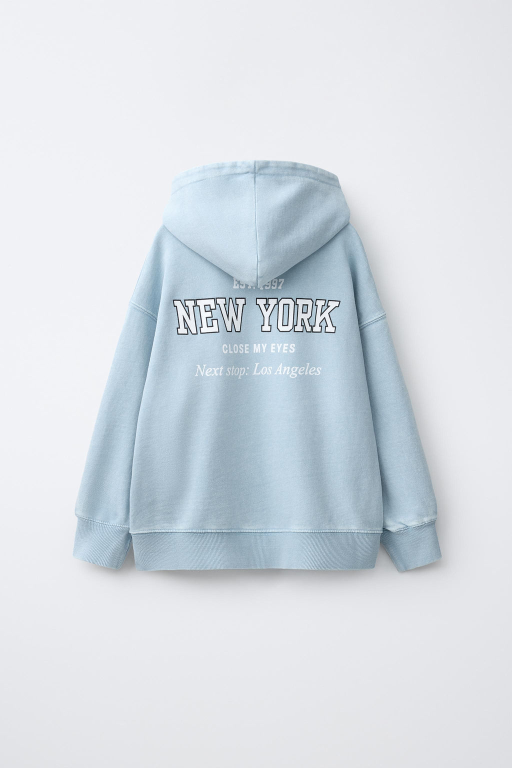 SUDADERA CAPUCHA EFECTO LAVADO TEXTO / Azul claro - Zara фото 2