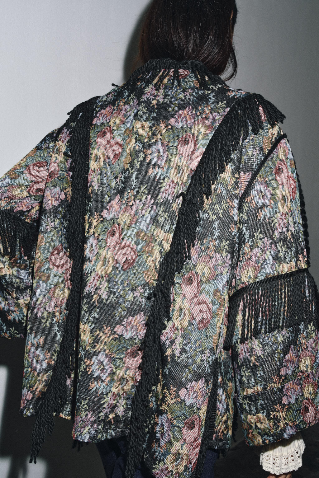 FLORAL JACQUARD FRINGED KIMONO - Zara фото 2