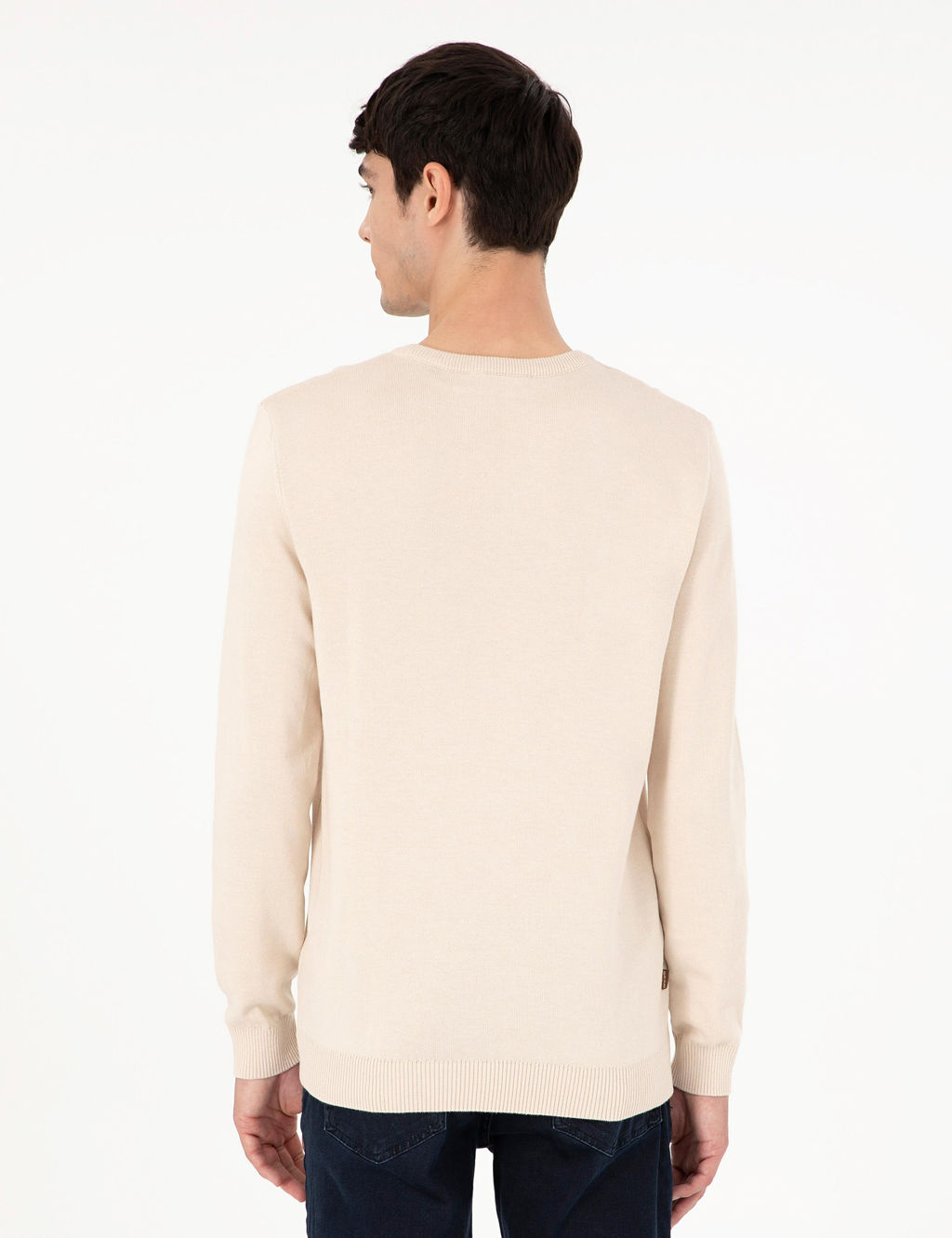 Bej Slim Fit Bisiklet Yaka Basic Triko Kazak - Pierre cardin фото 5
