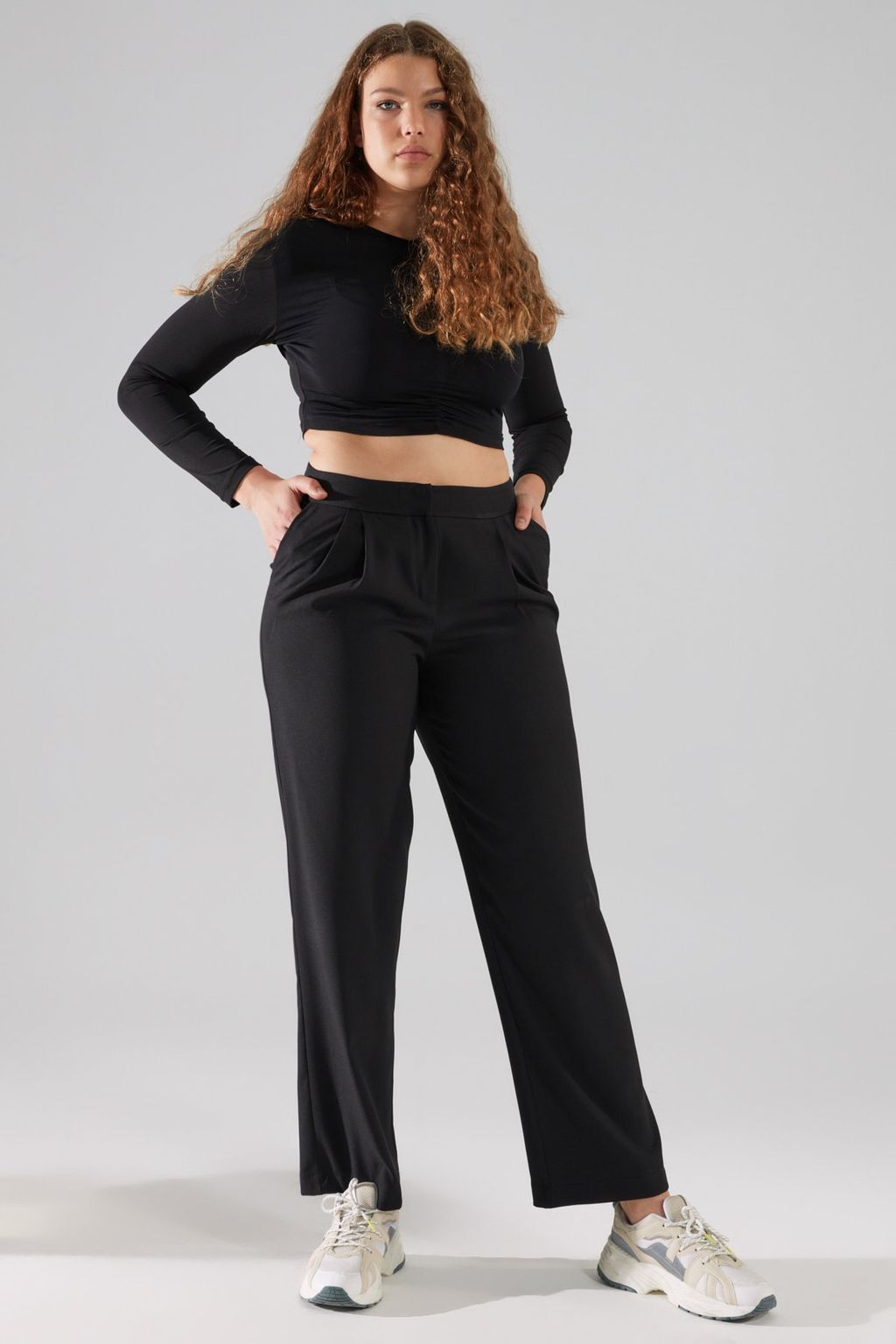 TRENDYOLMILLA Siyah Straight/Duz Kesim Pilili Dokuma Pantolon TWOSS19WX0017  фото 10