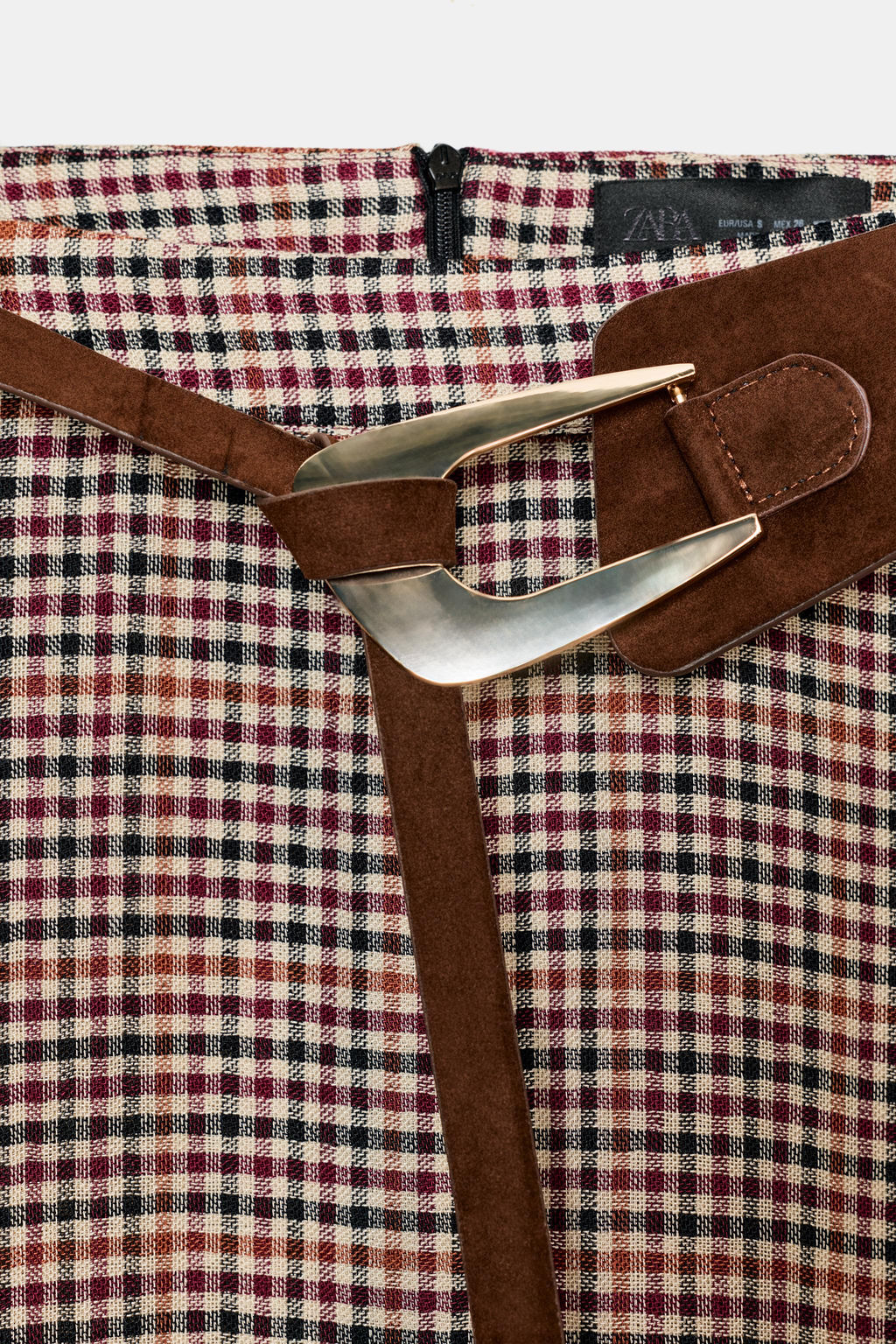 CHECK SKIRT WITH BELT