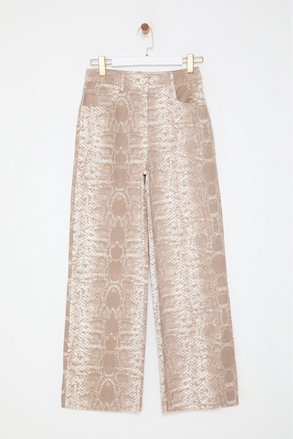 Ac?k Kahverengi Y?lan Desenli Straight/Duz Kesim Dokuma Pantolon TWOAW25PL00065 - Trendyolmilla фото 6