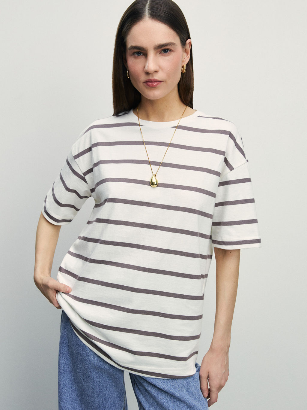 Футболка оверсайз в полоску / Zarina  фото 2