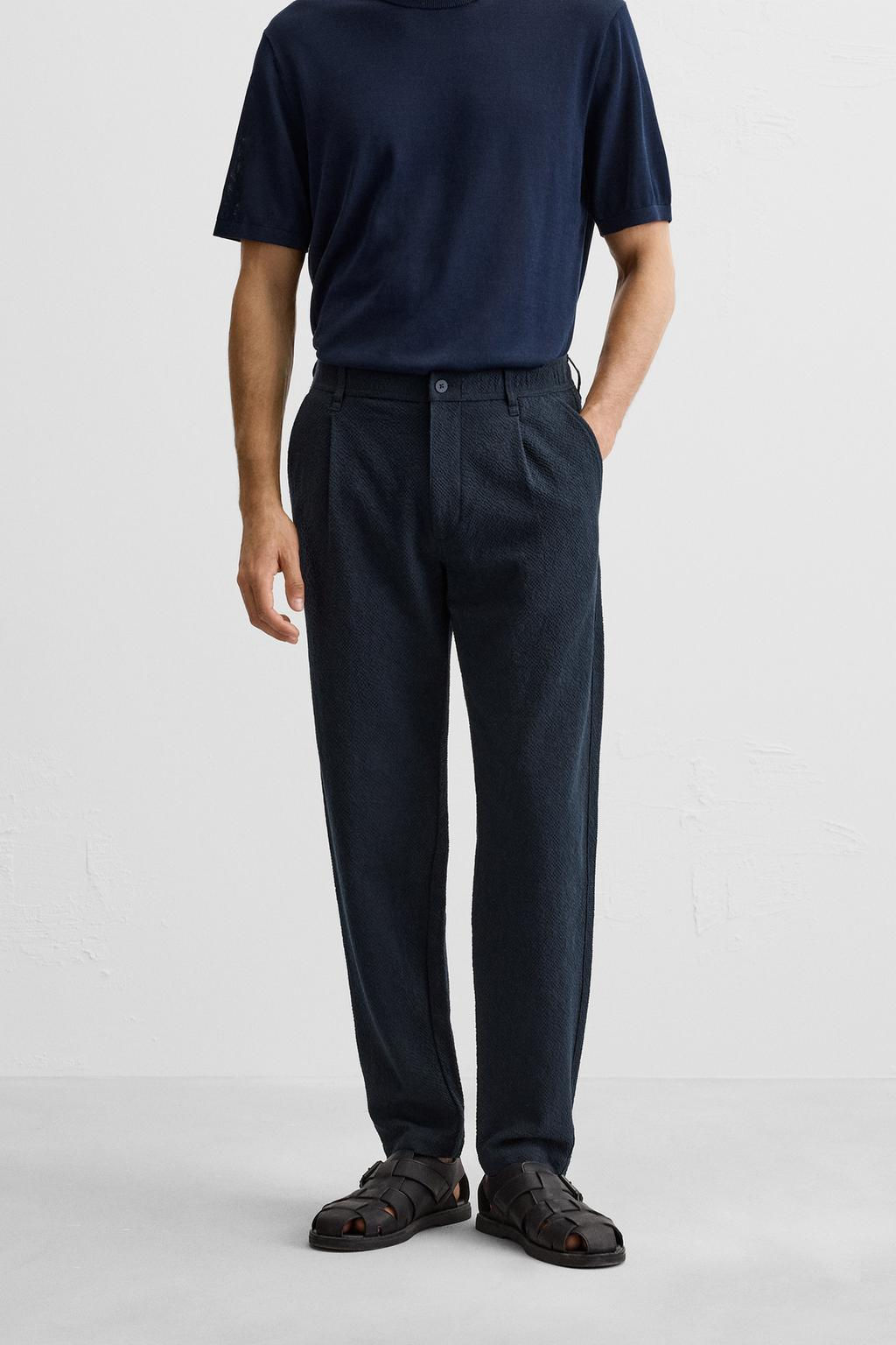 TEXTURED PLEATED TROUSERS - Zara фото 29