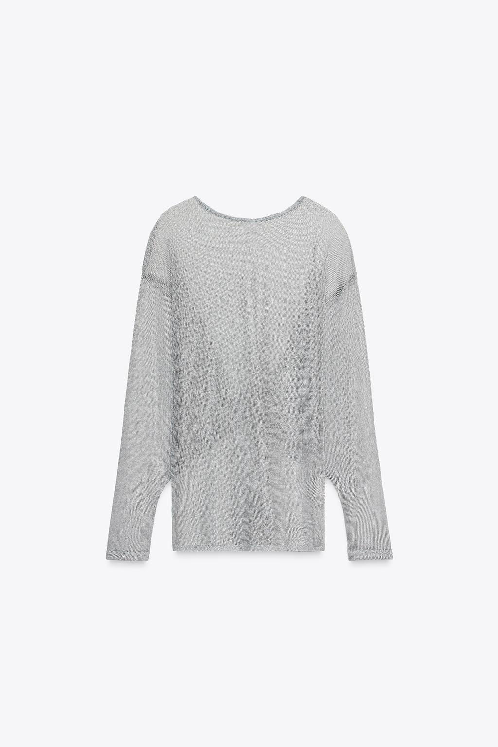 METALLIC THREAD BATWING SLEEVE TOP - Zara фото 5
