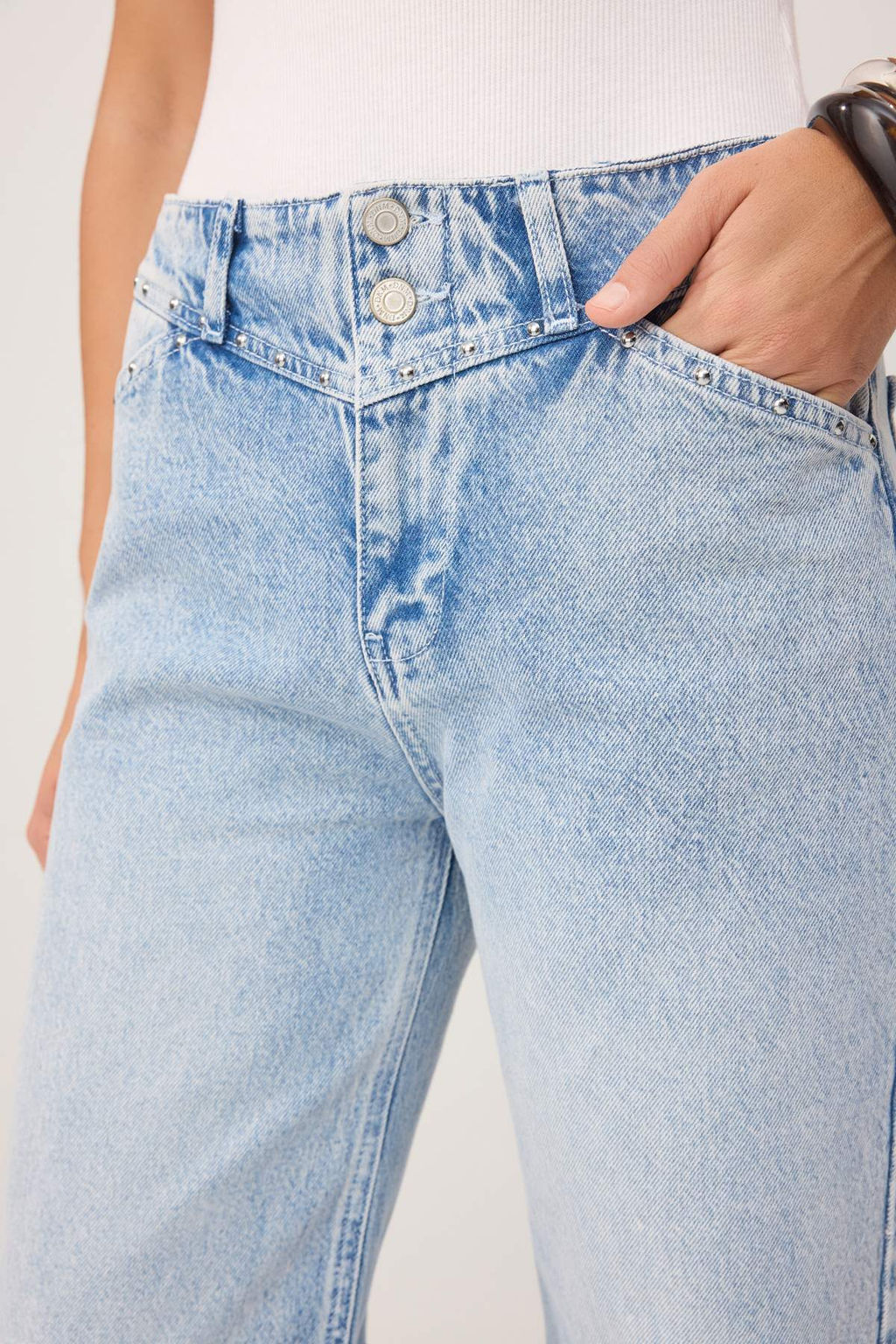Gri Trok Detayl? Normal Bel %100 Pamuk Wide Leg Jeans TWOSS26JE00051 - Trendyolmilla фото 11