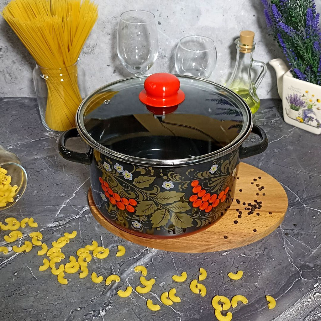 Кастрюля 5,5 л цил. Рябина 7RD221S черн - Стальэмаль фото 3