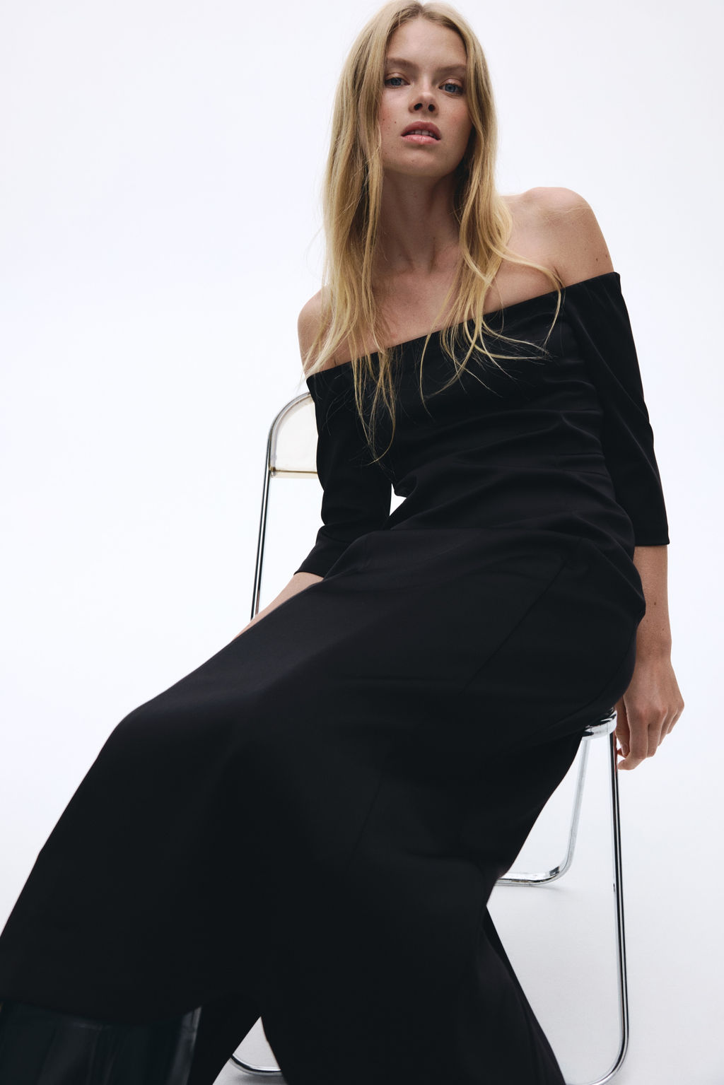 Vestido off-the-shoulder - H&m фото 3