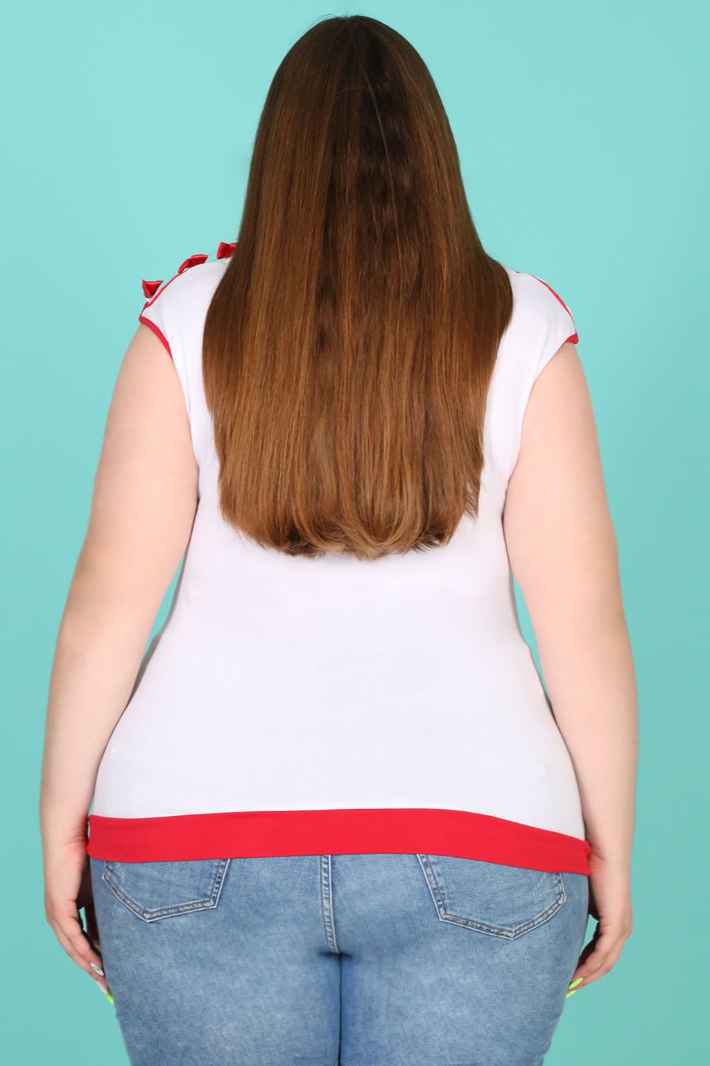 Футболка белая с красными полосками - Almond фото 2