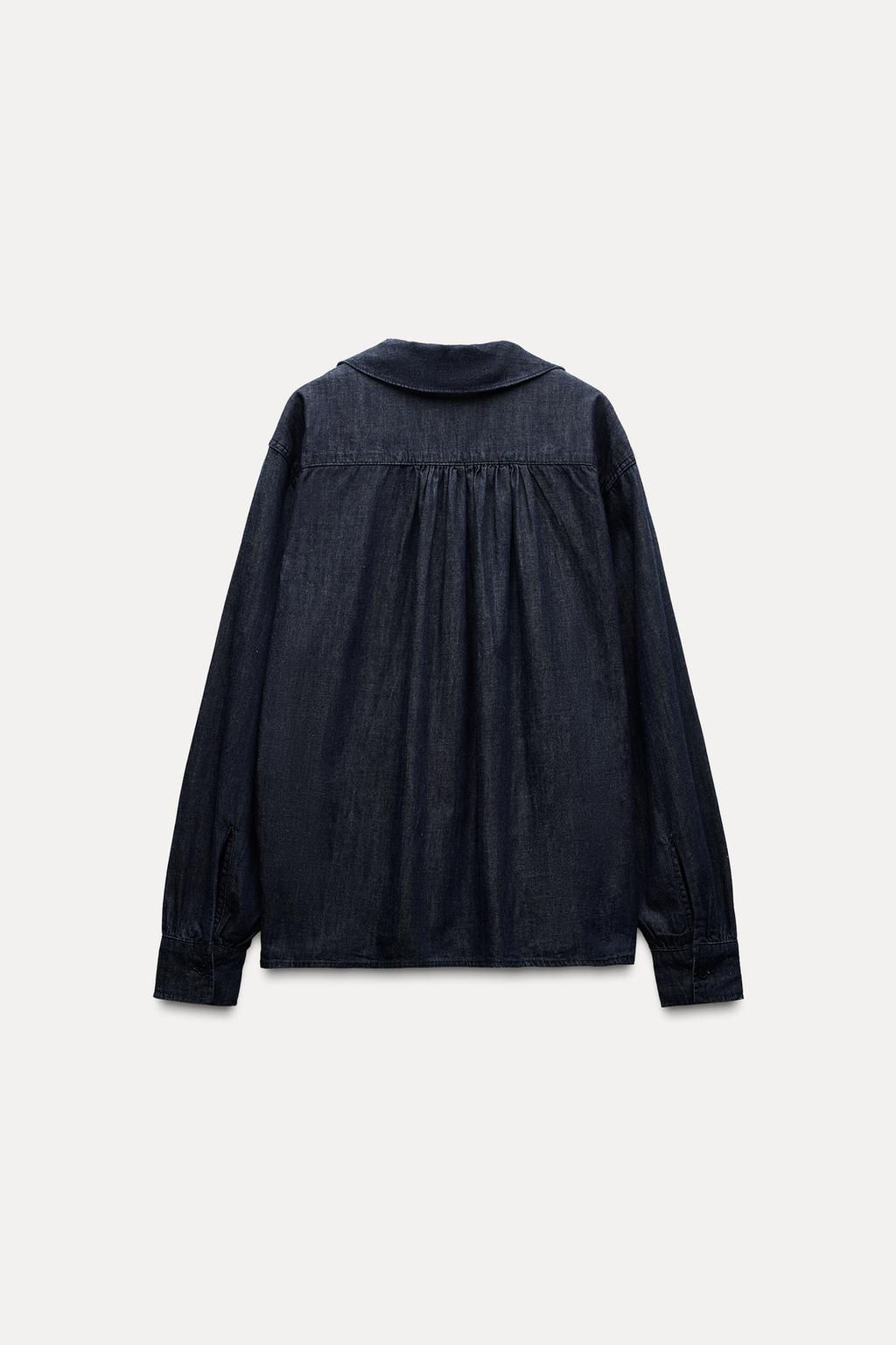 DENIM PETER PAN COLLAR SHIRT - Zara фото 8