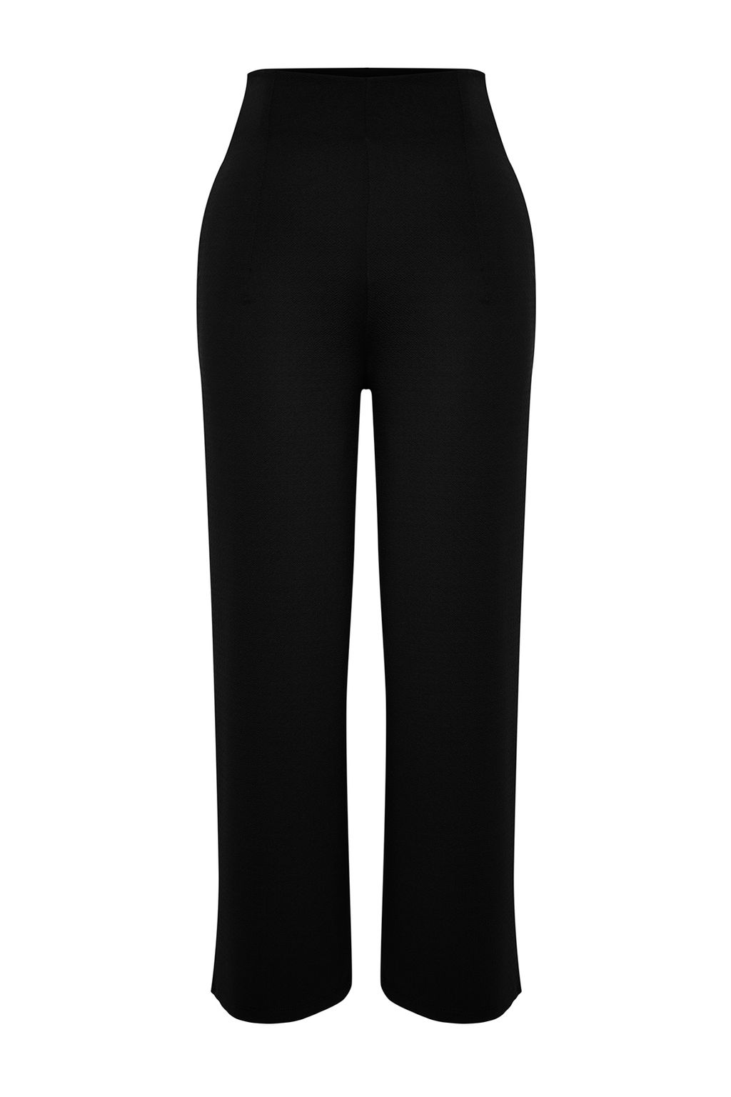Siyah Culotte Fit Kesik Detayl? Yuksek Bel Pantolon TWOSS24PL00036