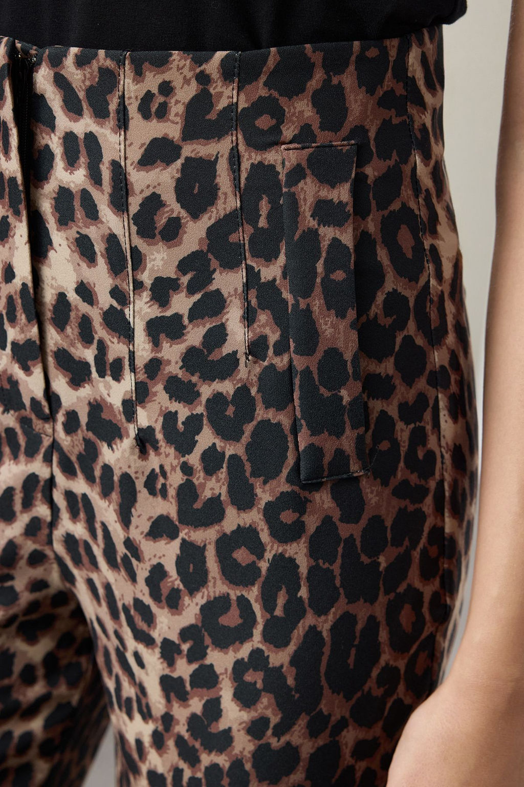 Cok Renkli Cigarette Kal?p Leopar/Animal Desen Yuksek Bel Bilek Boy Dokuma Pantolon TWOSS20PL0515