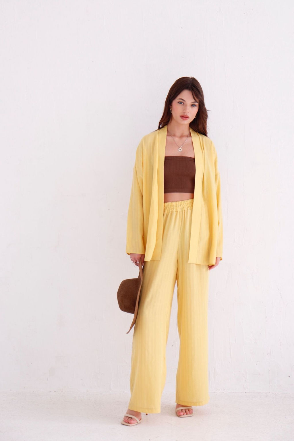 9444 Костюм из кимоно и брюк-палаццо жёлтый - Martichelli фото 2