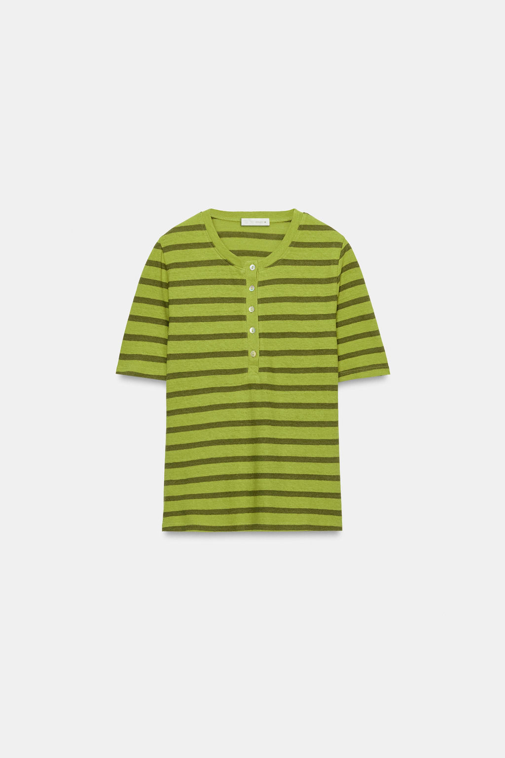 CAMISETA BOTONES CON LINO / Verdes - Zara фото 4